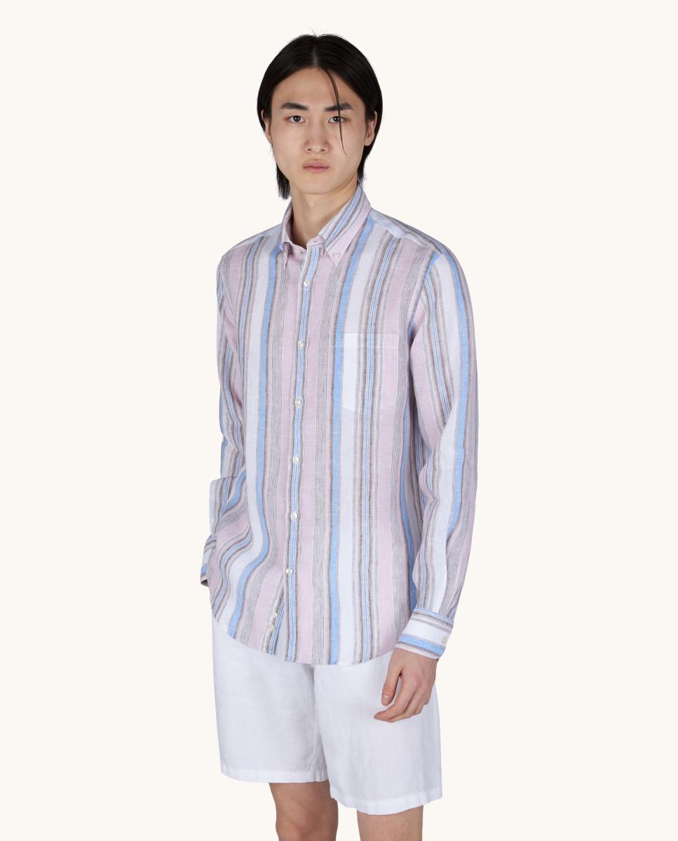 Camisa de Manga Comprida às Riscas Multicolor-1