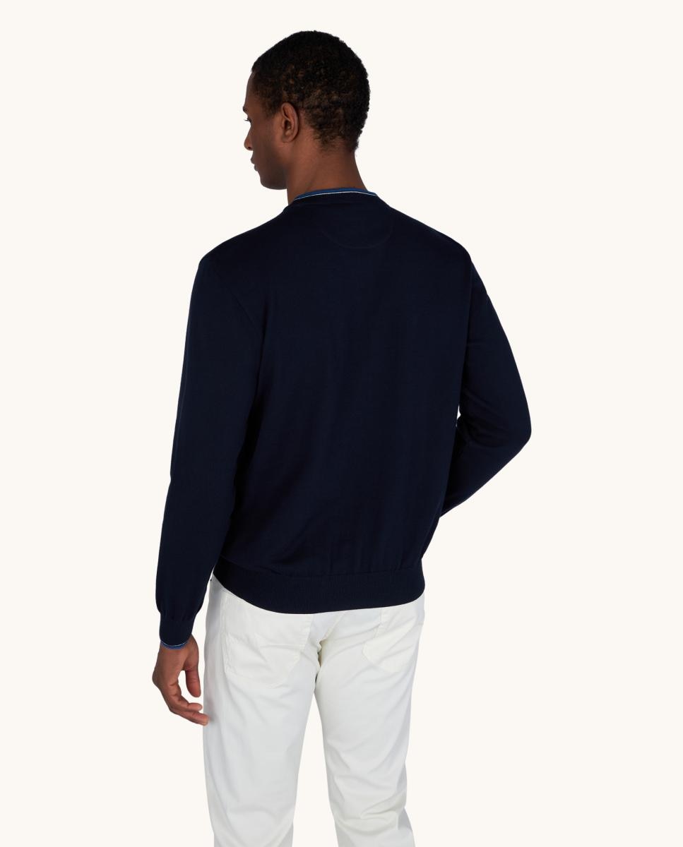 Camisola de Malha com Debruado em Contraste Cápsula Azzurro Azul-marinho-2