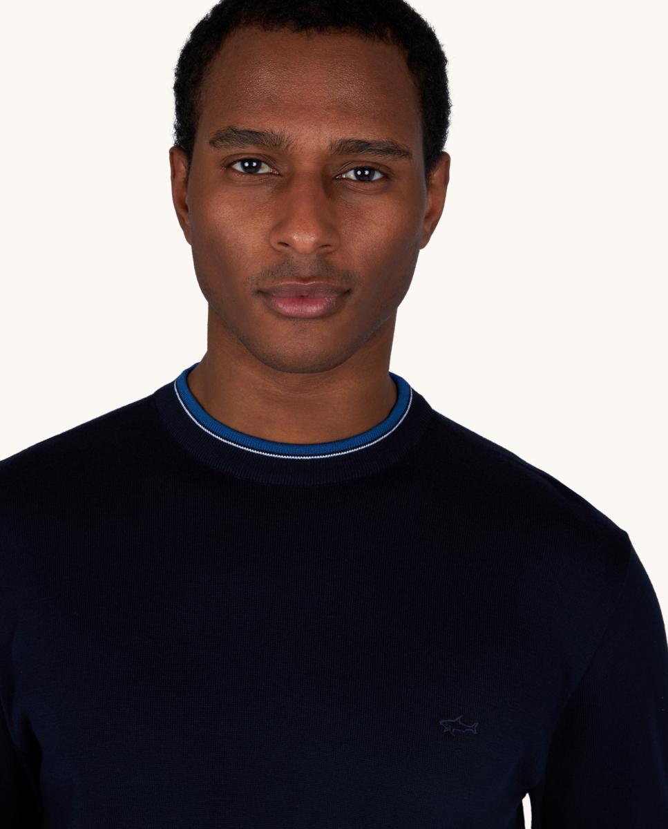 Camisola de Malha com Debruado em Contraste Cápsula Azzurro Azul-marinho-3