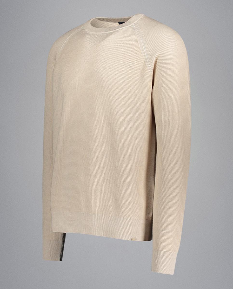 Camisola de Malha de Algodão Pima com Manga Raglã Bege-6