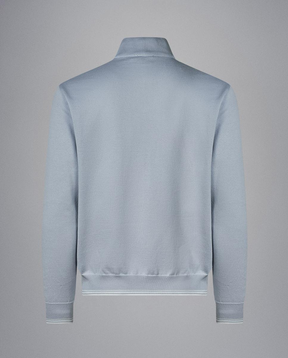 Camisola de Malha de Algodão Pima com Gola Chaminé Azul-claro-2