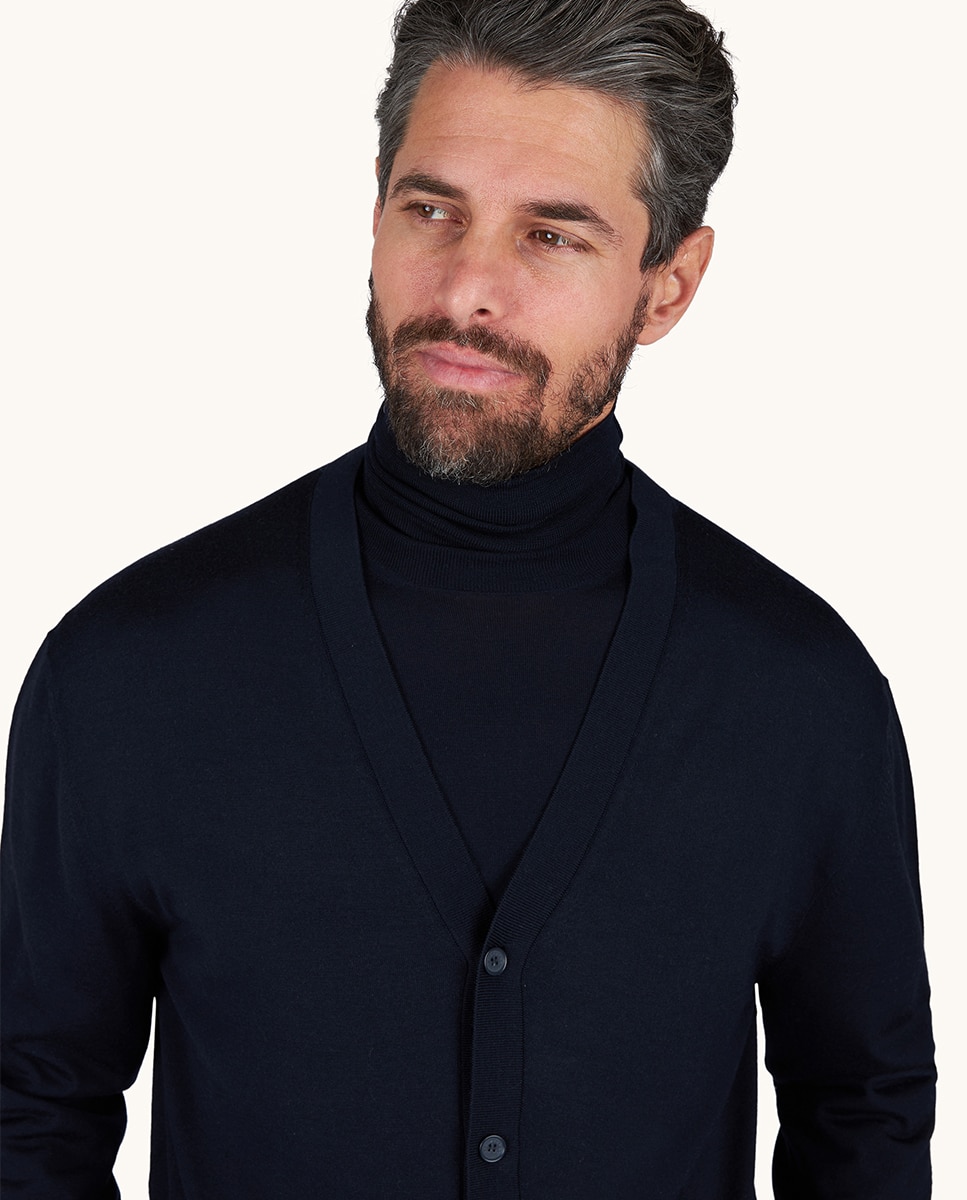 Sobrecamisa com Bolsos à Frente e Fecho de Botões à Frente Azul-marinho-3