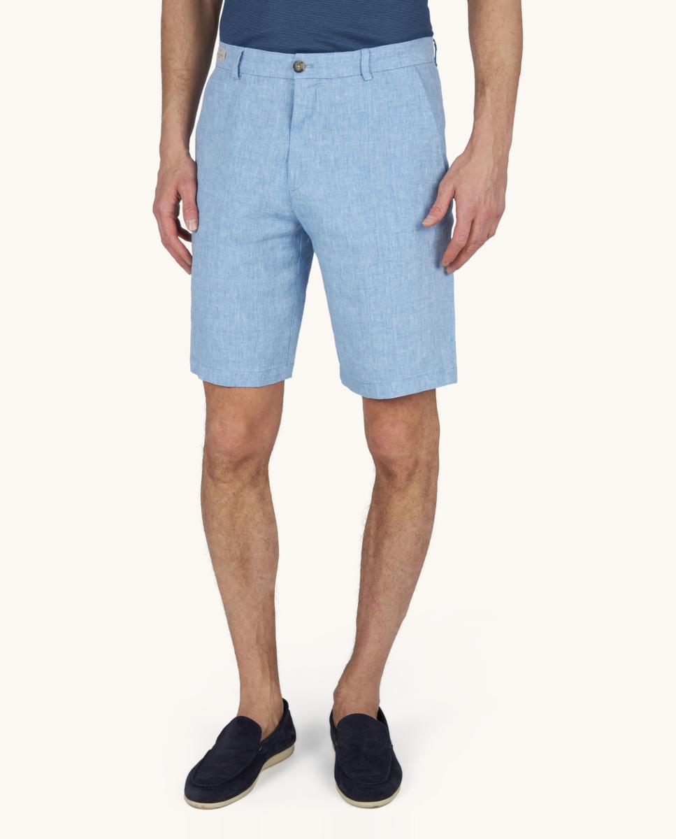 Bermudas Chino em Linho Azul-claro-2