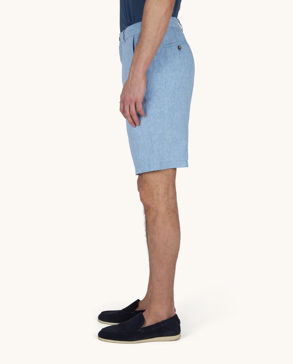 Bermudas Chino em Linho Azul-claro-4