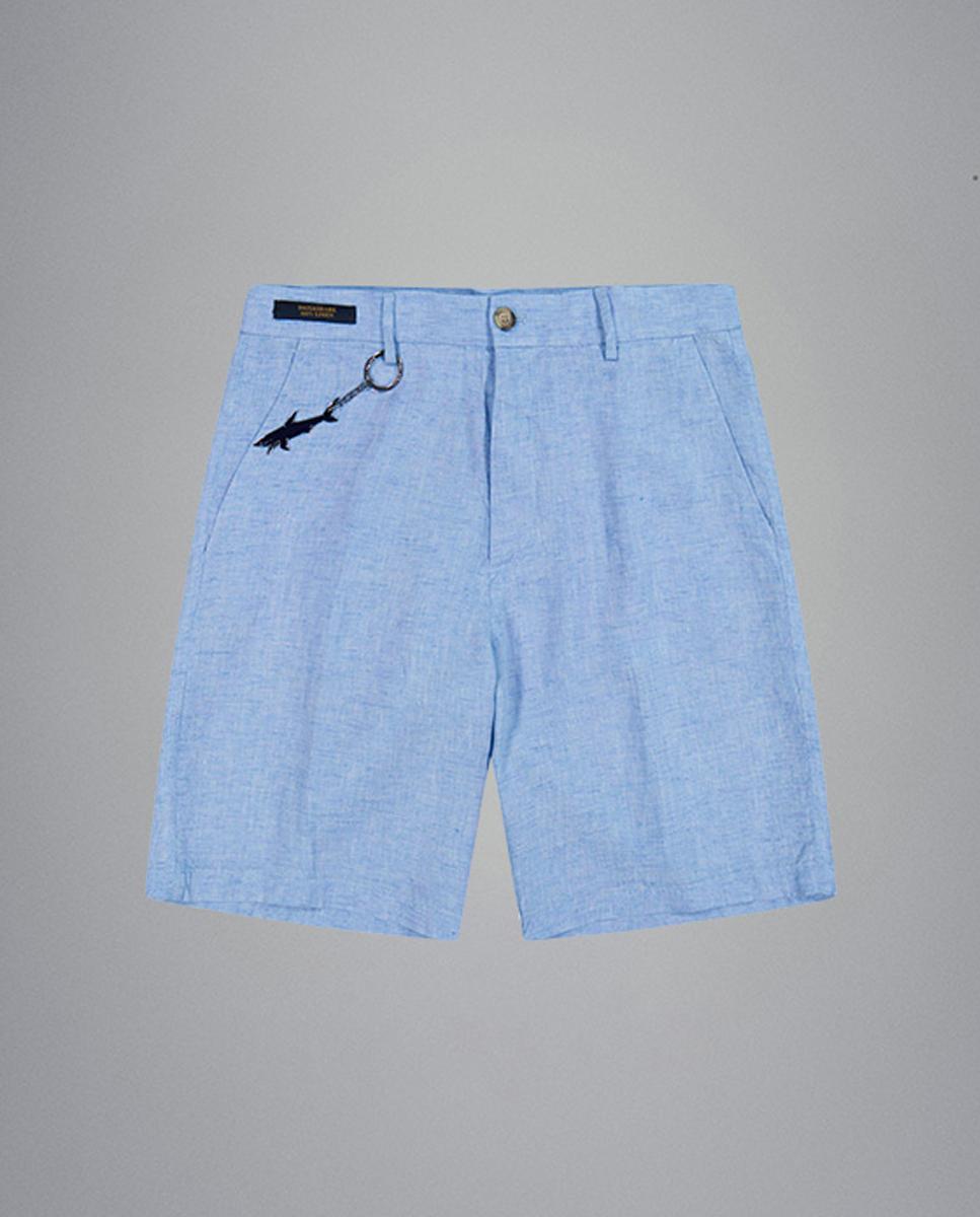 Bermudas Chino em Linho Azul-claro-6