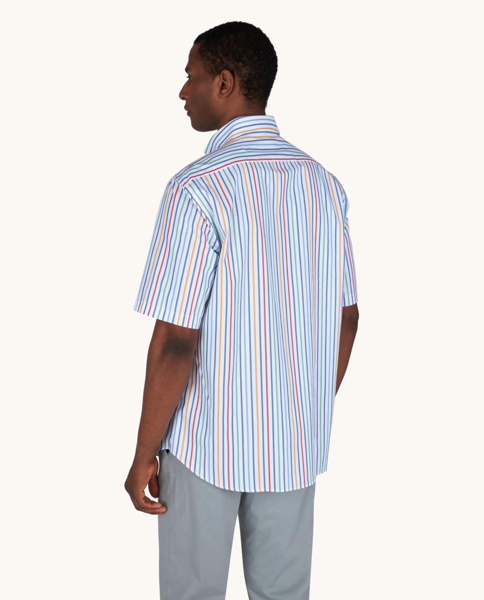 Camisa de Manga Curta às Riscas Multicolor-2