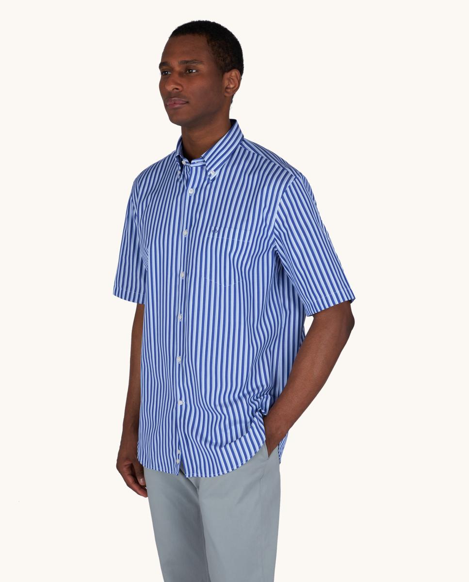 Camisa de Manga Curta às Riscas Multicolor-1