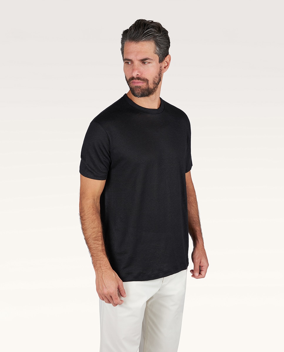 Imagem 0 de T-shirt de Linho com Manga Curta