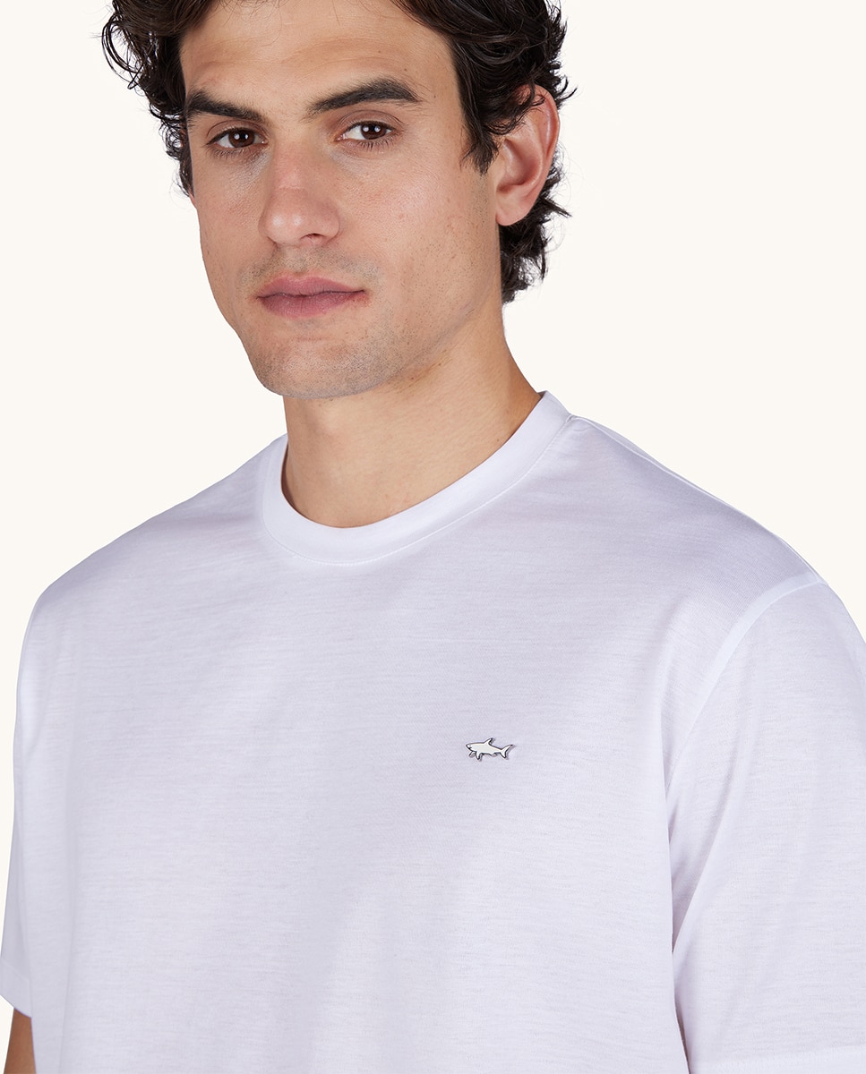 T-shirt Mercerizada com Logótipo Metálico Branco-3