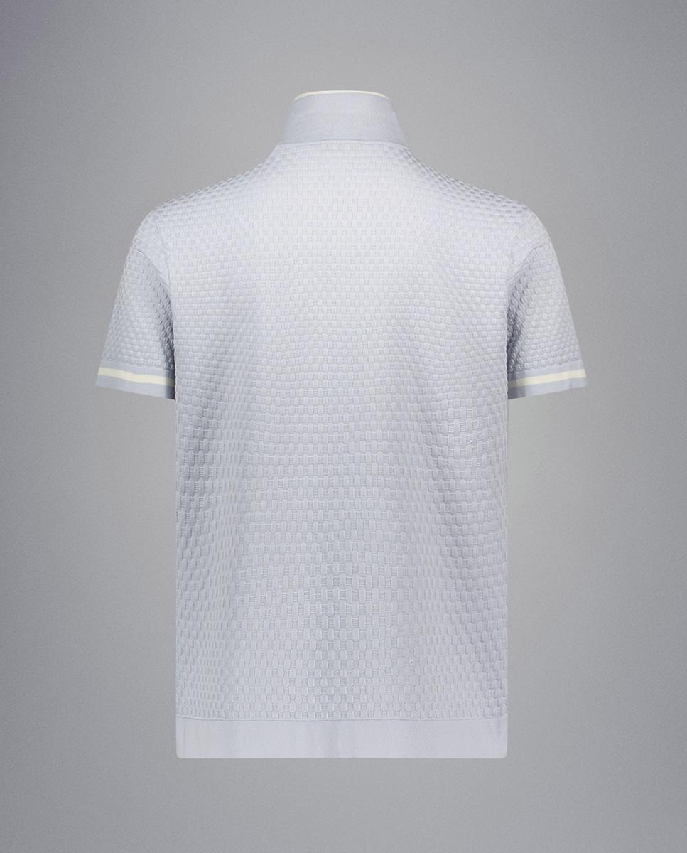 Polo de Tricot com Manga Curta e Fantasia em Relevo Azul-claro-2