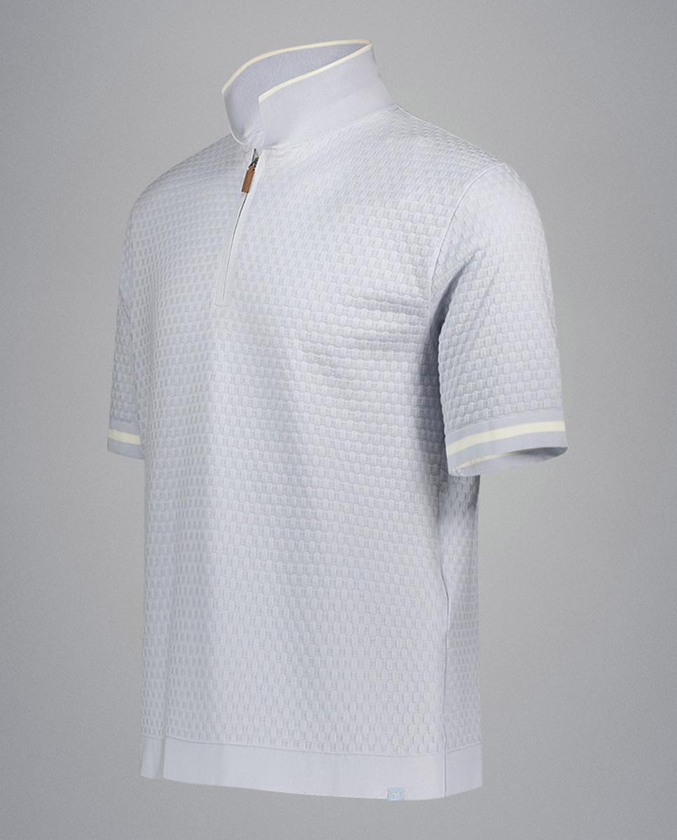 Polo de Tricot com Manga Curta e Fantasia em Relevo Azul-claro-3