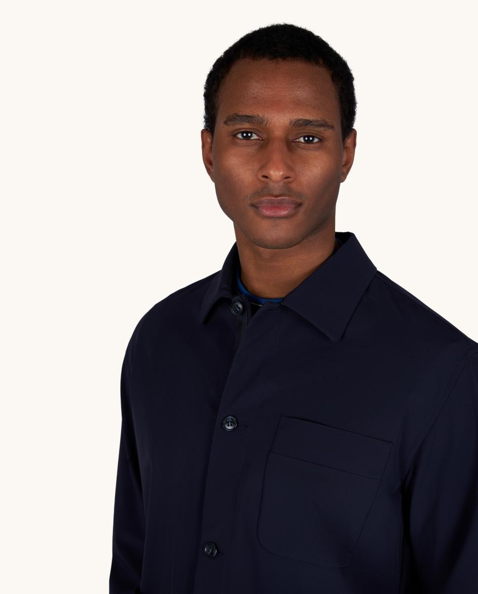 Sobrecamisa Dynamic Stretch com Quatro Bolsos no Peito Azul-marinho-3