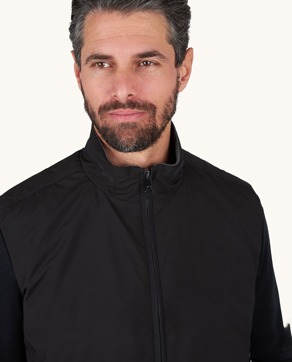 Blusão Híbrido de Malha e Nylon Typhoon Platinum Pretos-3