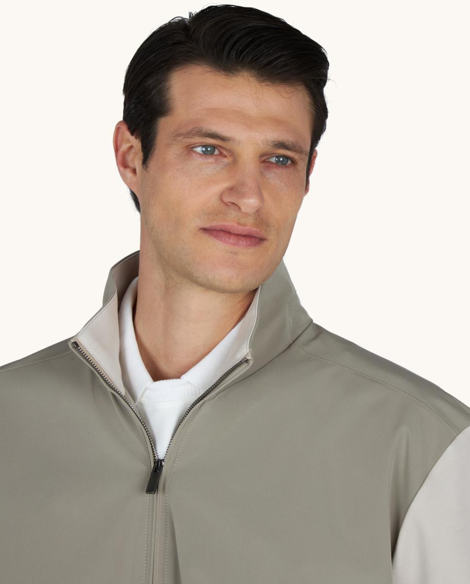 Blusão Híbrido de Nylon e Malha X-Soft Bege-3