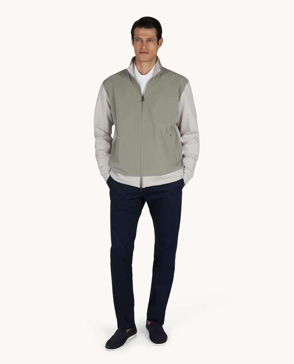 Blusão Híbrido de Nylon e Malha X-Soft Bege-6