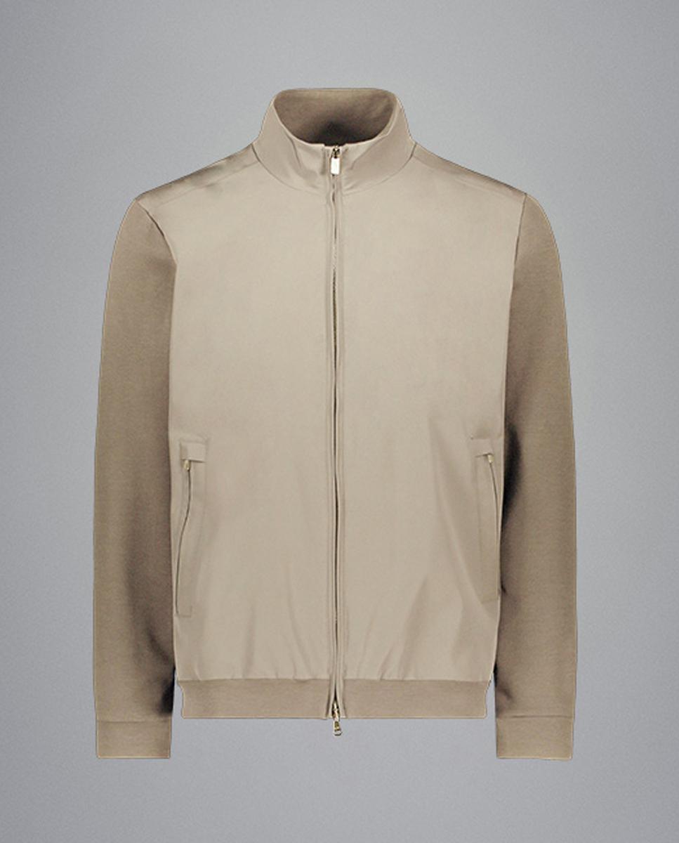 Blusão Híbrido de Nylon e Malha X-Soft Bege-5