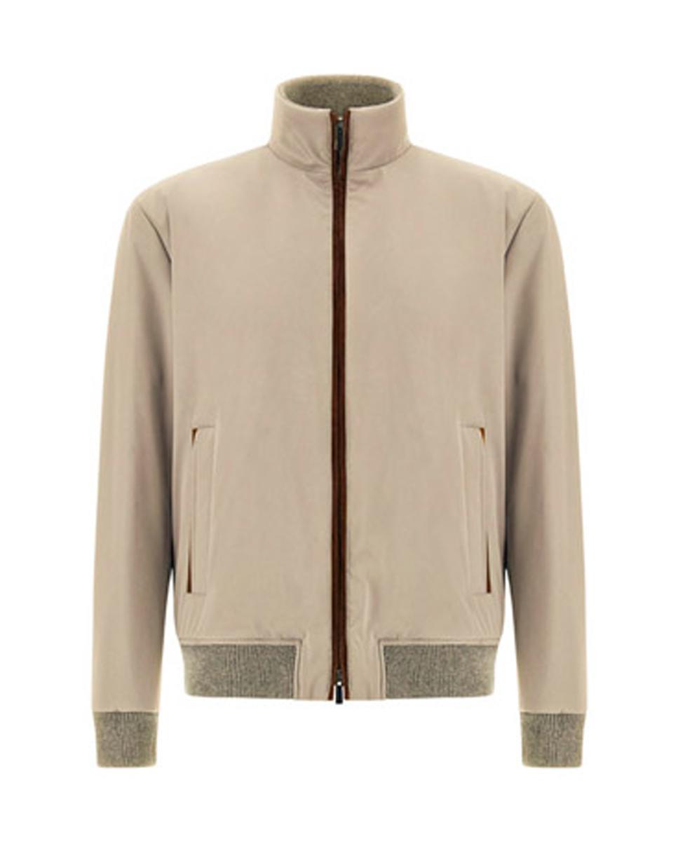 Imagen 1 de Cazadora bomber de hombre con cuello revestido de punto con detalles en ante - Paul & Shark - Beige Beige
