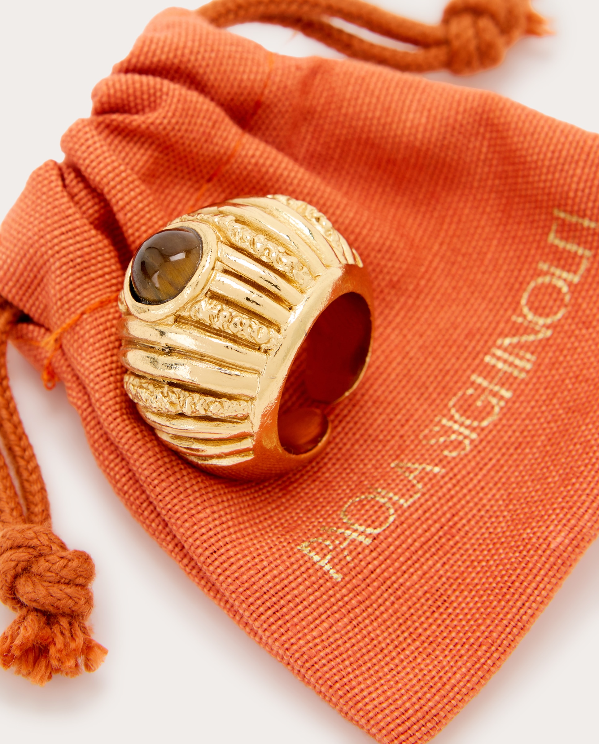 Anillo Reef de metal dorado con piedra - Oro Oro-3