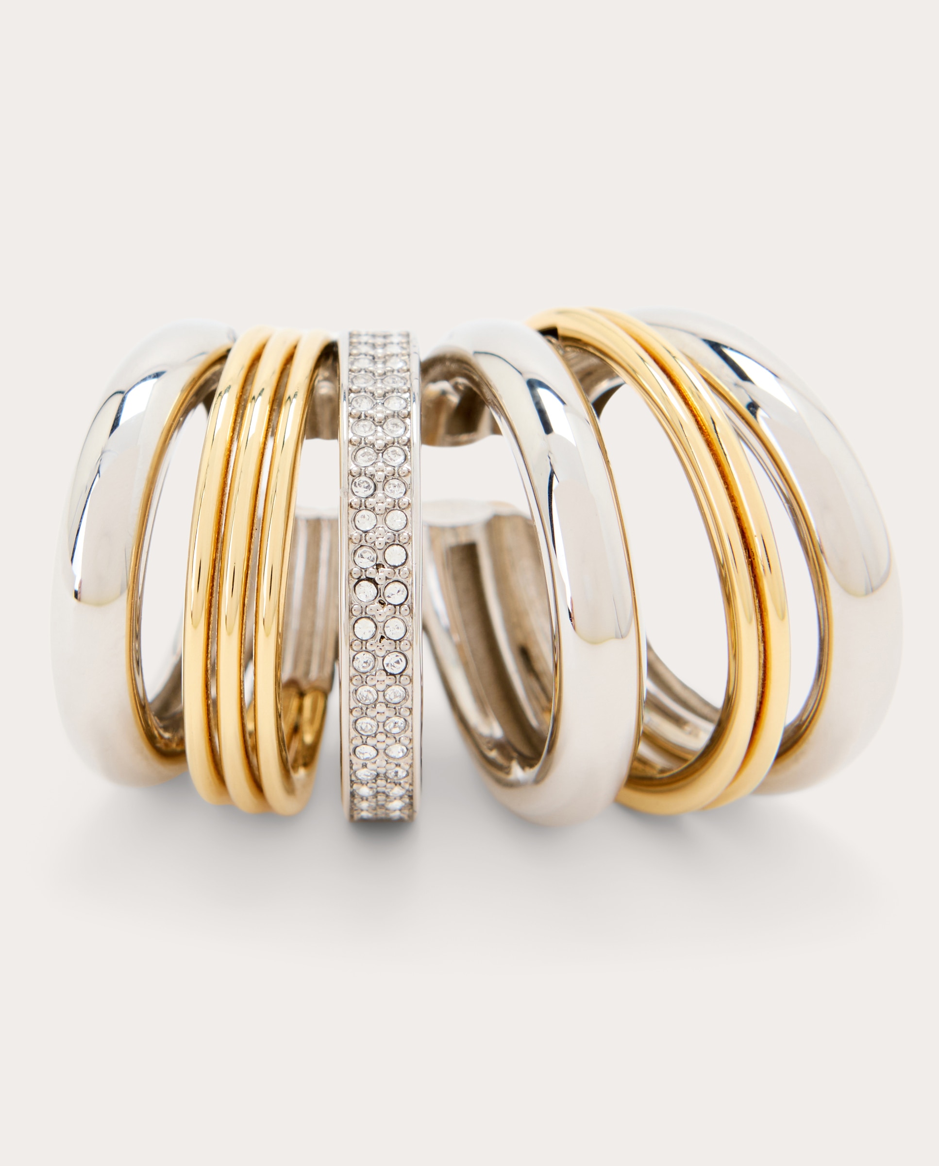 Ear cuff Punk bicolor con strass - Plata Plata-2