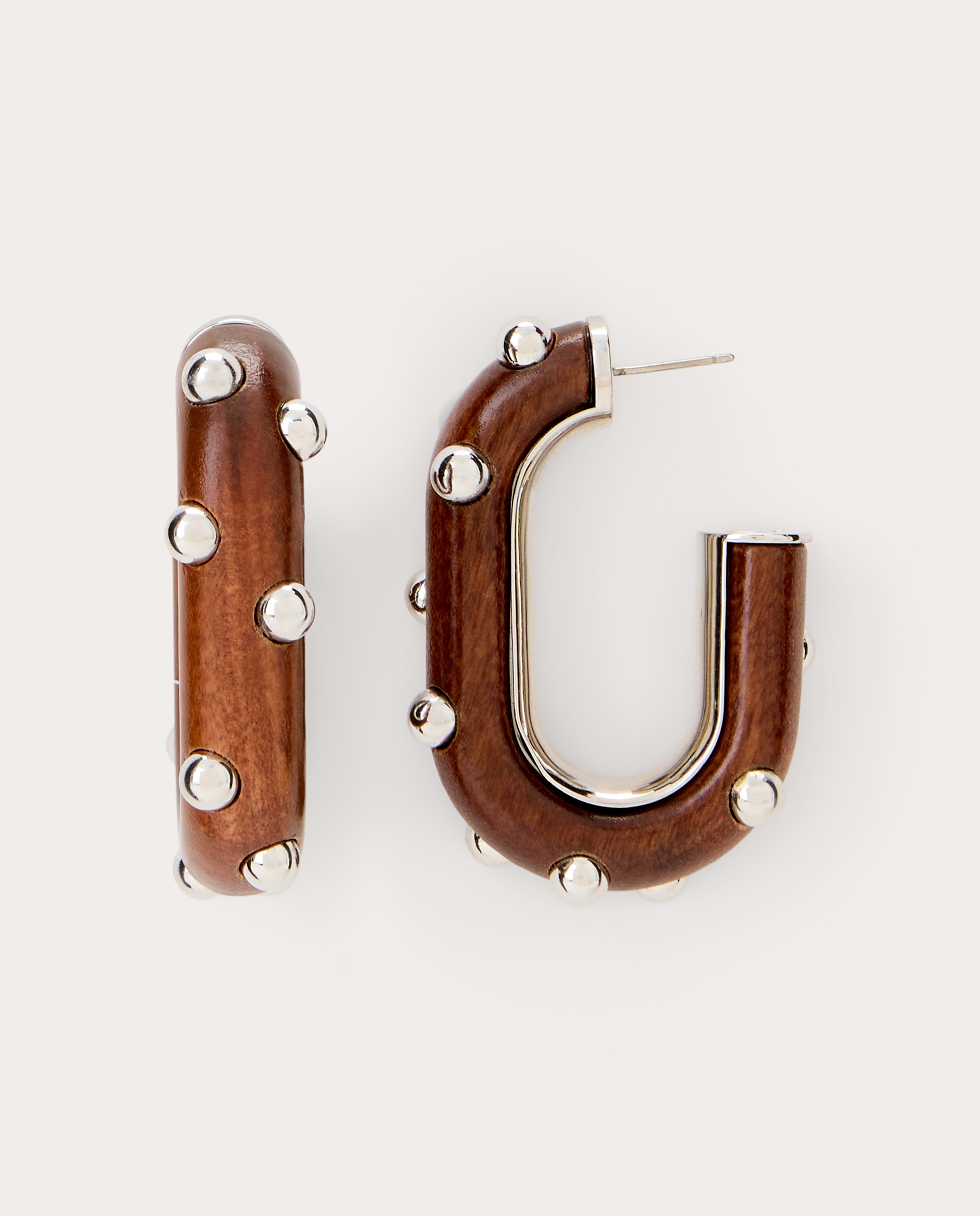 Pendientes XL Link de madera y metal - Marrón Marrón-1