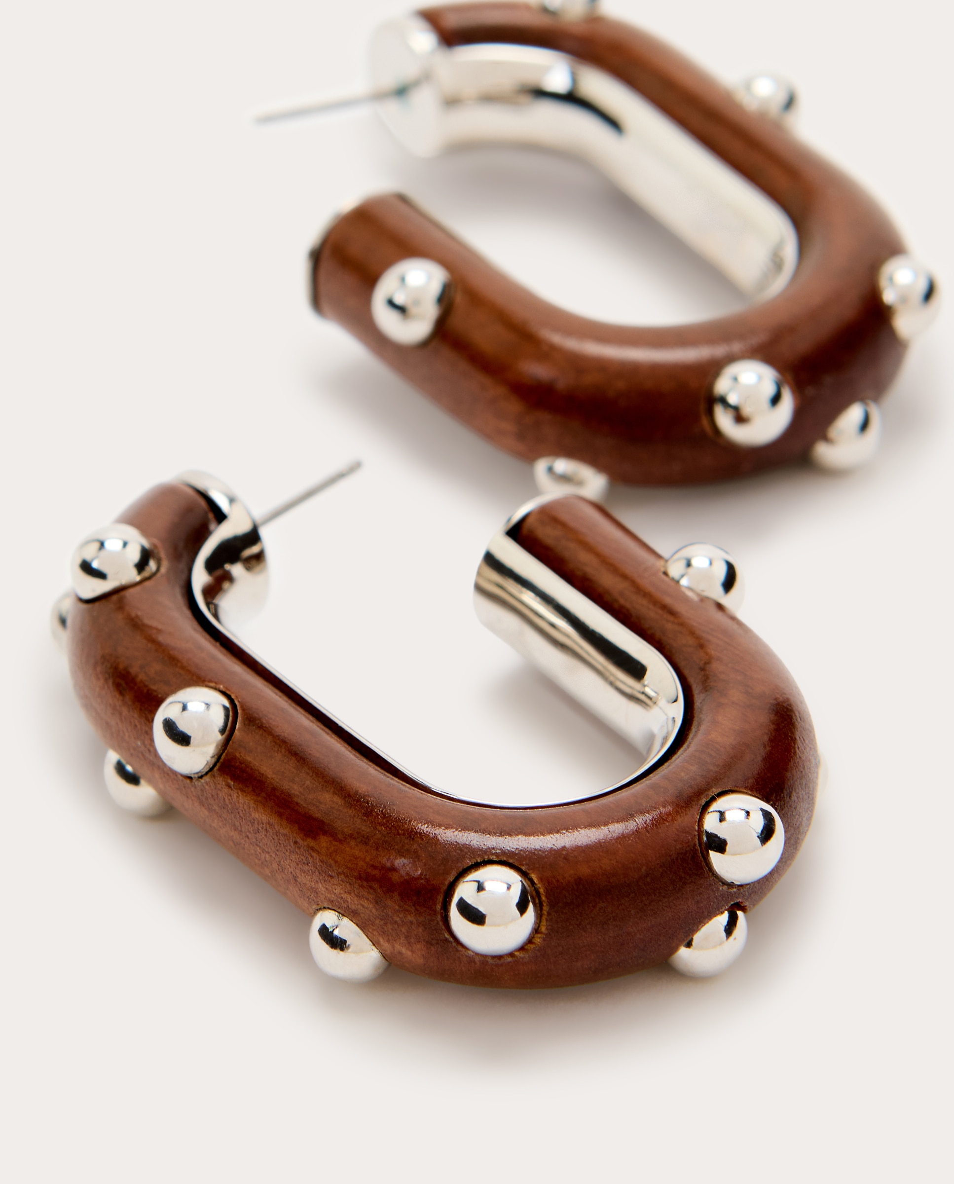 Pendientes XL Link de madera y metal - Marrón Marrón-2