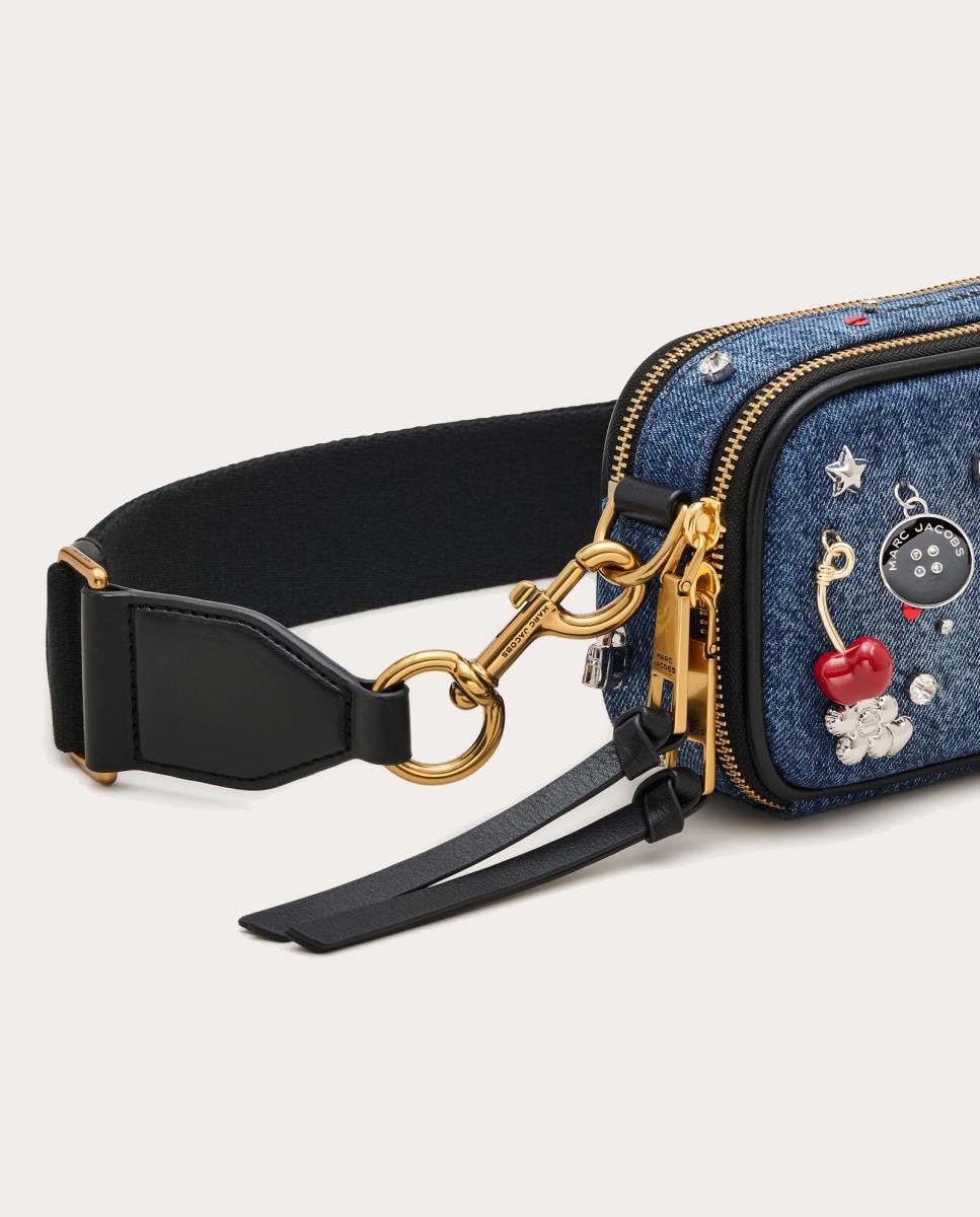 Mala a Tiracolo Snapshot Denim em Pele Azul-4