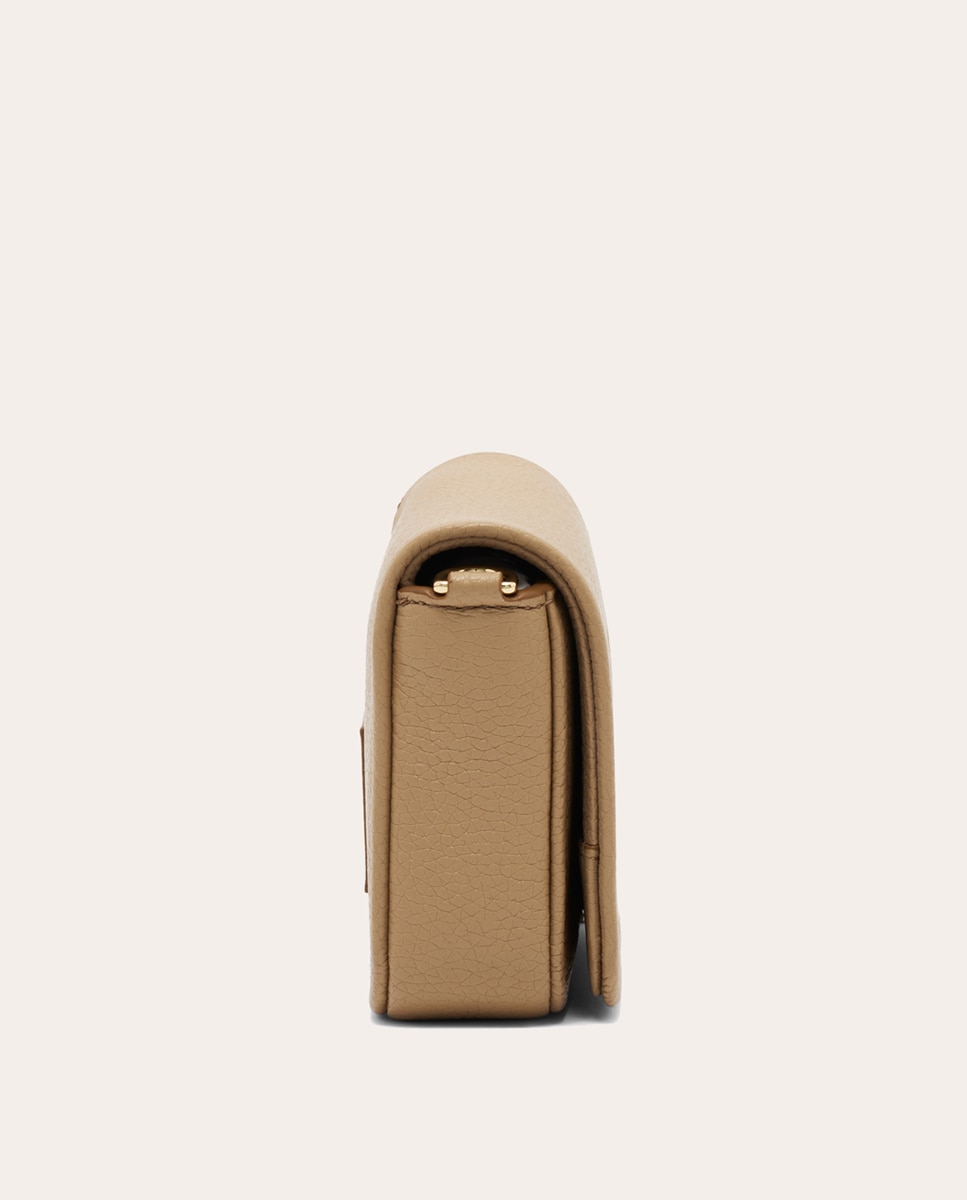 Mala a Tiracolo Mini Crossbody em Pele Bege-2