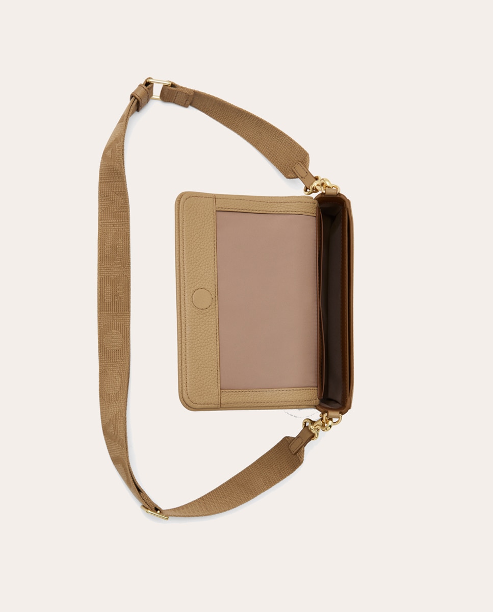 Mala a Tiracolo Mini Crossbody em Pele Bege-4