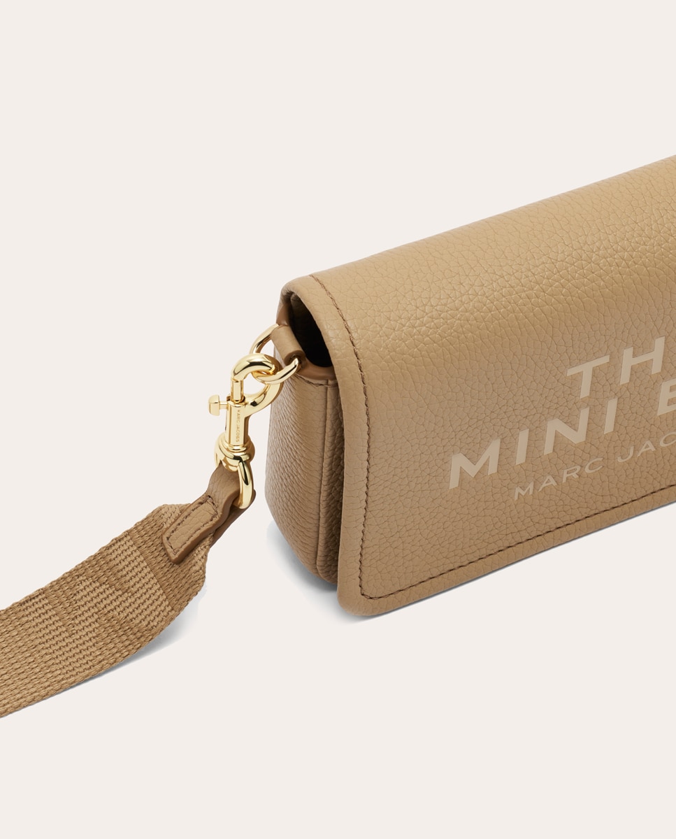 Mala a Tiracolo Mini Crossbody em Pele Bege-5
