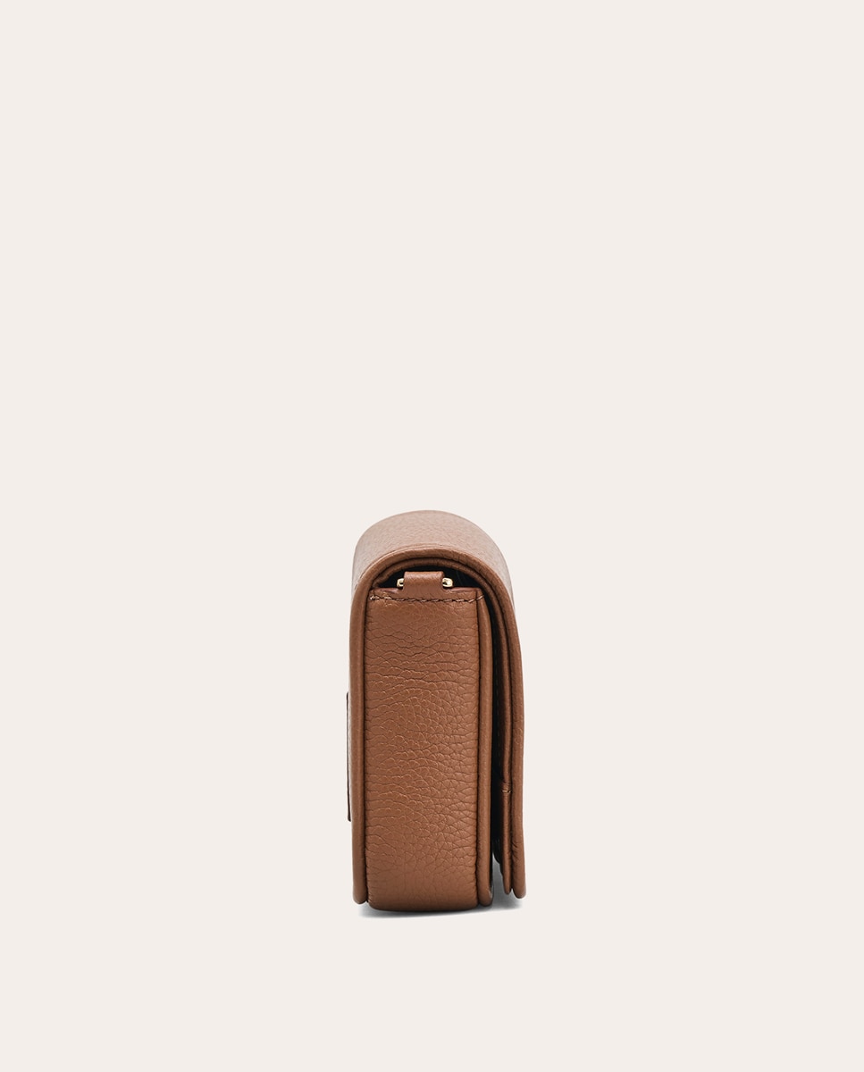 Mala a Tiracolo Mini Crossbody em Pele Castanho-4