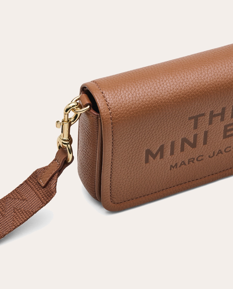 Mala a Tiracolo Mini Crossbody em Pele Castanho-5