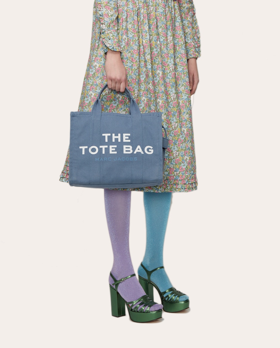 Mala Shopper Tipo Tote Small de Tecido Azul-8