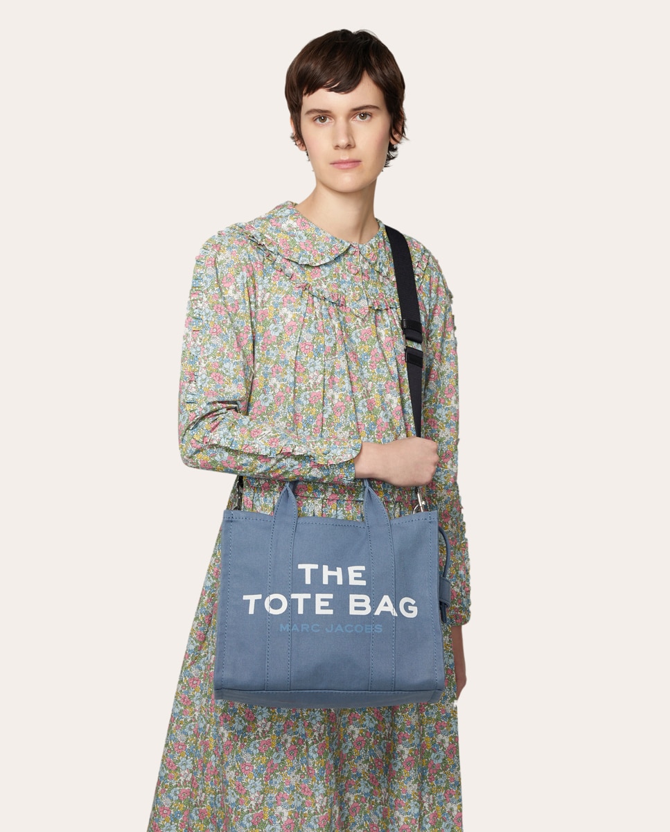 Mala Shopper Tipo Tote Small de Tecido Azul-9