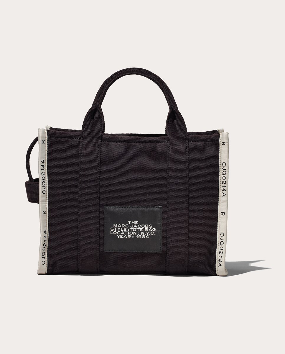 Mala Shopper Jacquard Tipo Tote Small em Tecido Preto-4