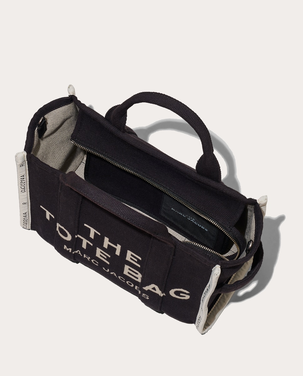 Mala Shopper Jacquard Tipo Tote Small em Tecido Preto-5