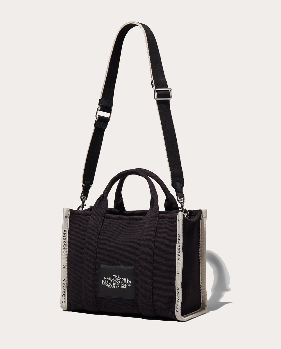 Mala Shopper Jacquard Tipo Tote Small em Tecido Preto-6