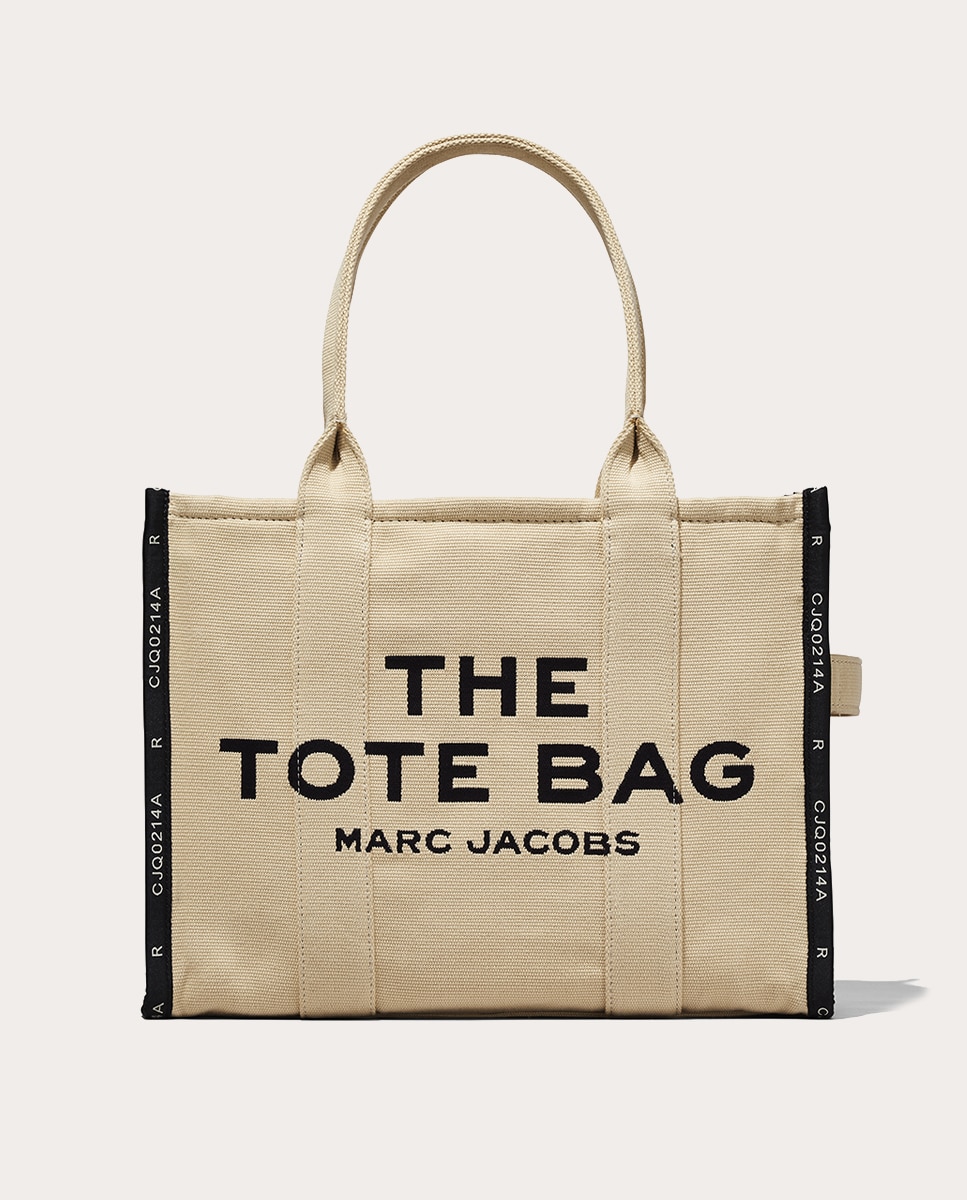 Mala Shopper Jacquard Tipo Tote Large em Tecido Bege-1