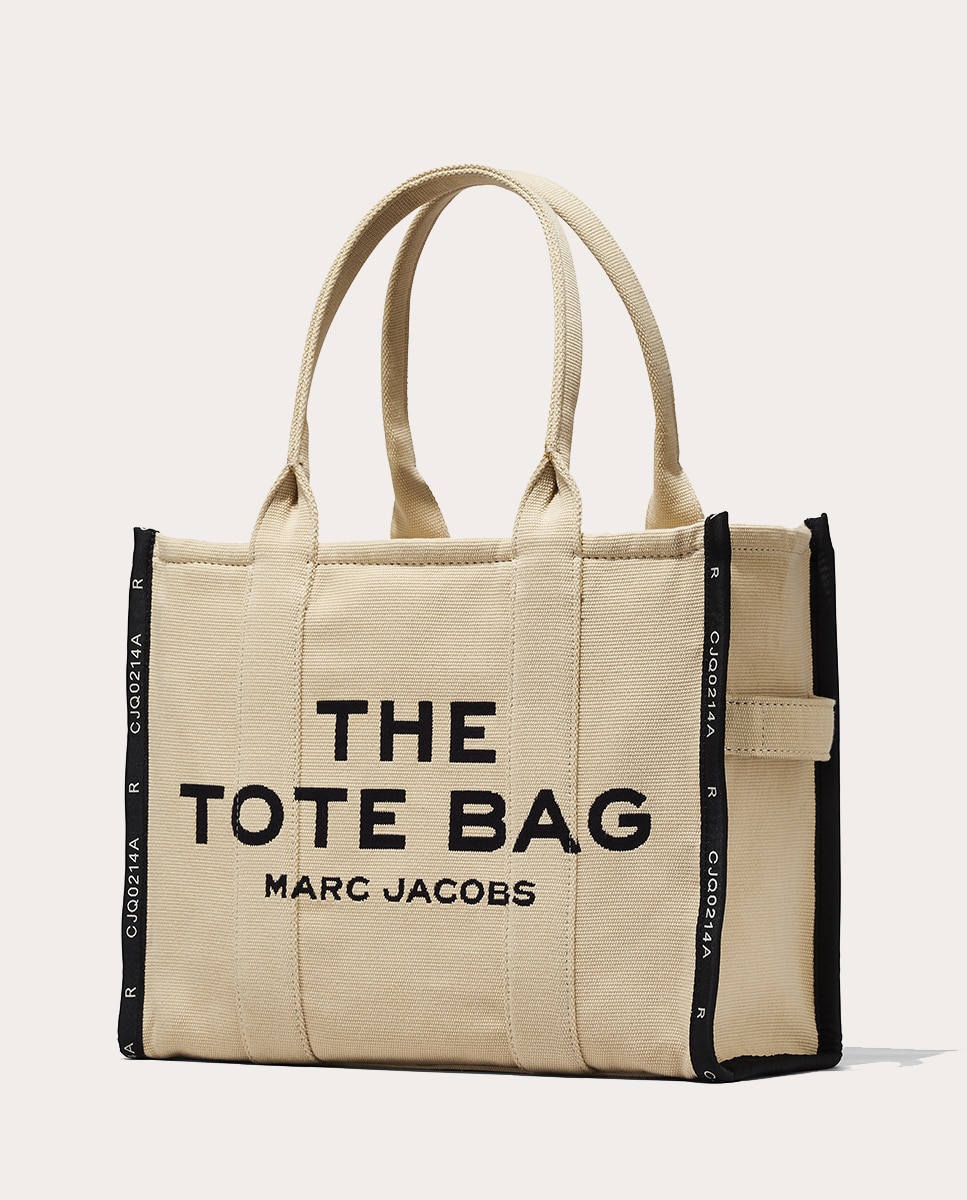 Mala Shopper Jacquard Tipo Tote Large em Tecido Bege-3