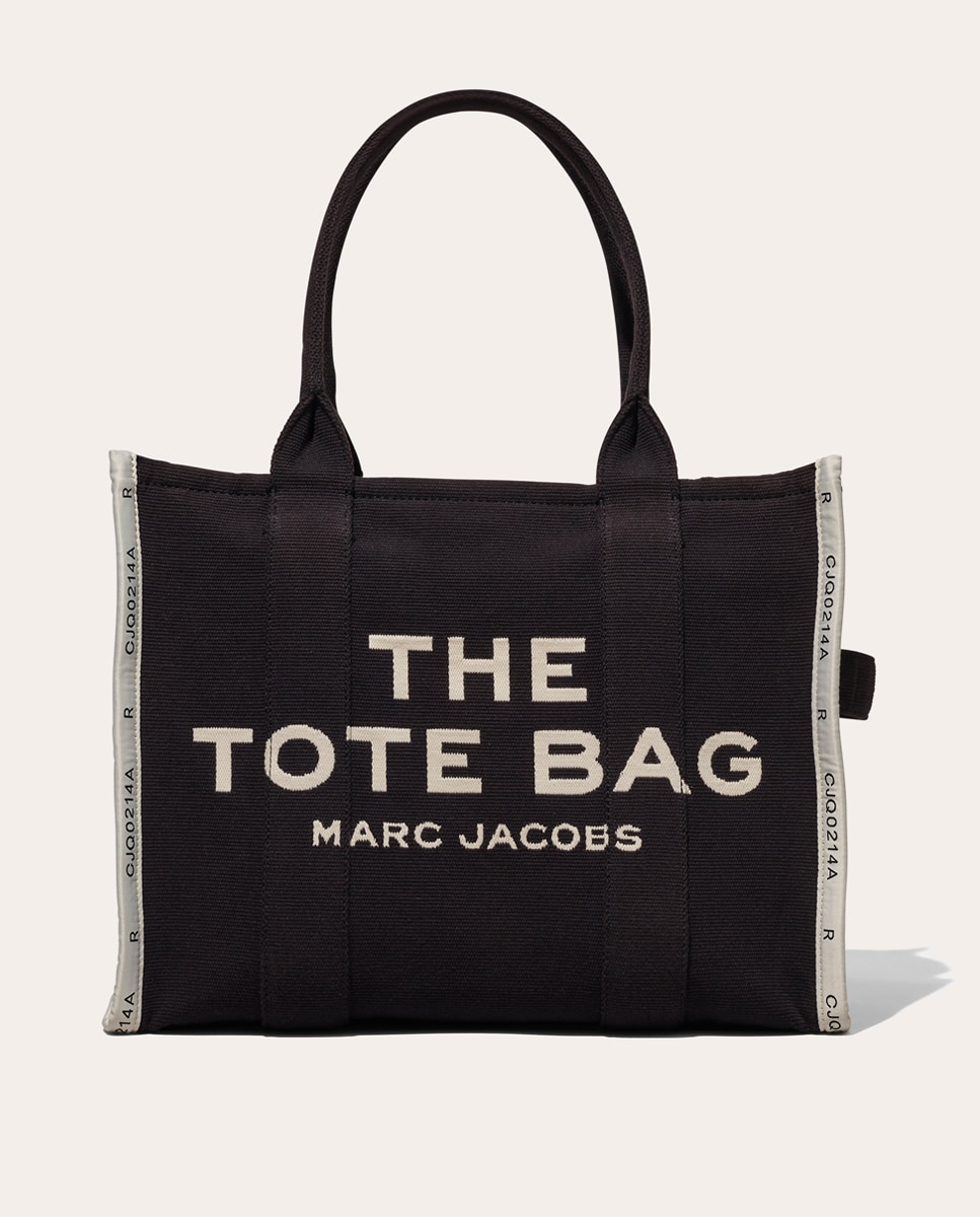 Mala Shopper Jacquard Tipo Tote Large em Tecido Preto-1