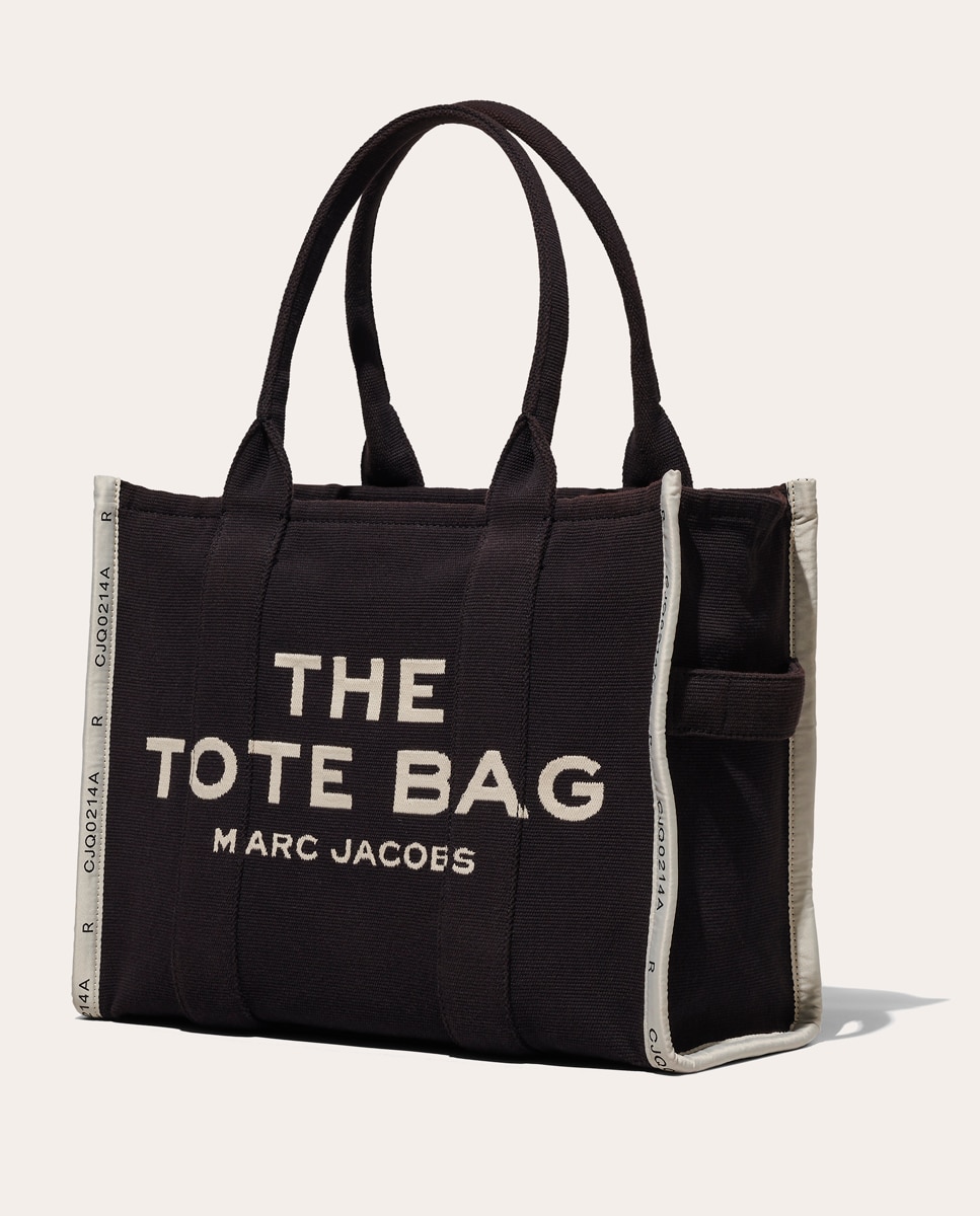 Mala Shopper Jacquard Tipo Tote Large em Tecido Preto-5