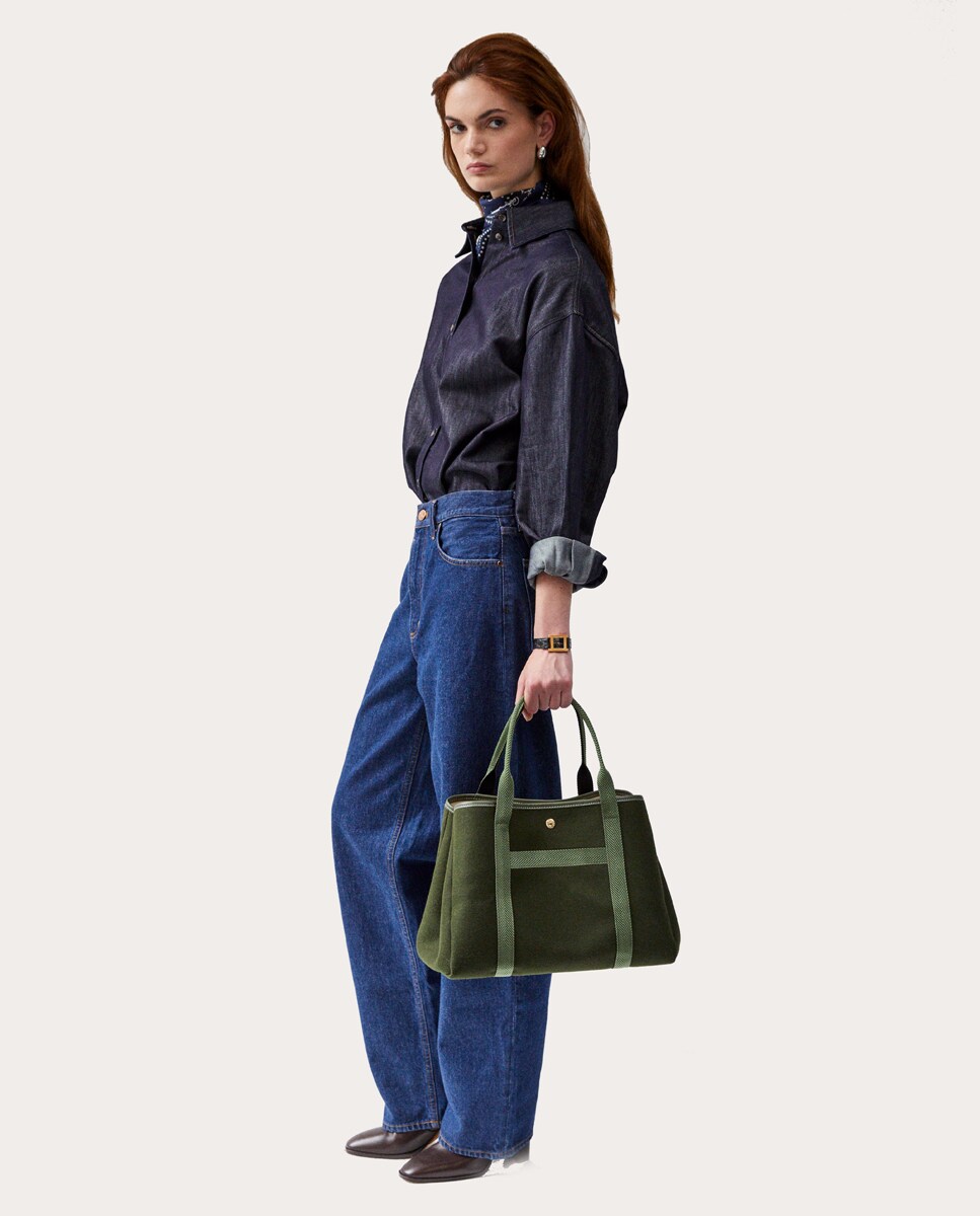 Bolso shopping Traversée M Verde-2