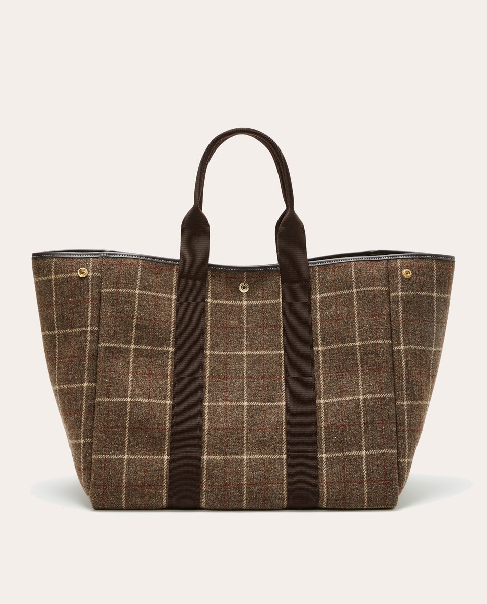 Mala Shopper de Lã Castanho-1