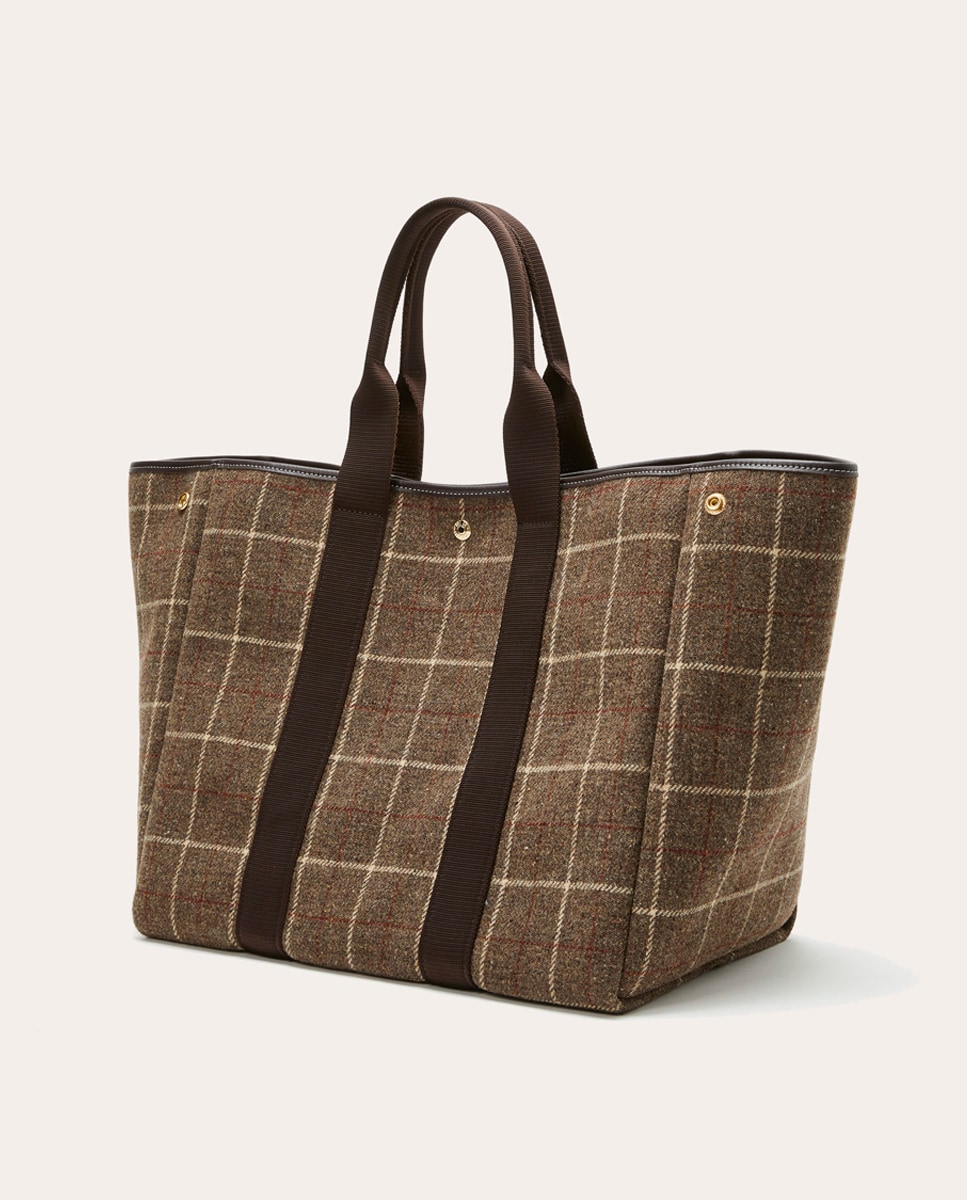 Mala Shopper de Lã Castanho-2