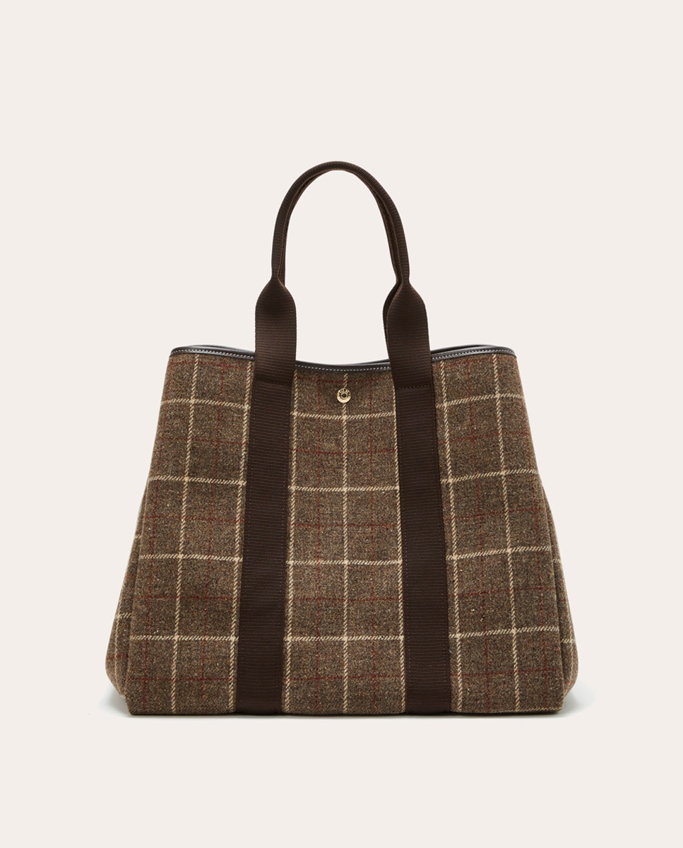 Mala Shopper de Lã Castanho-4