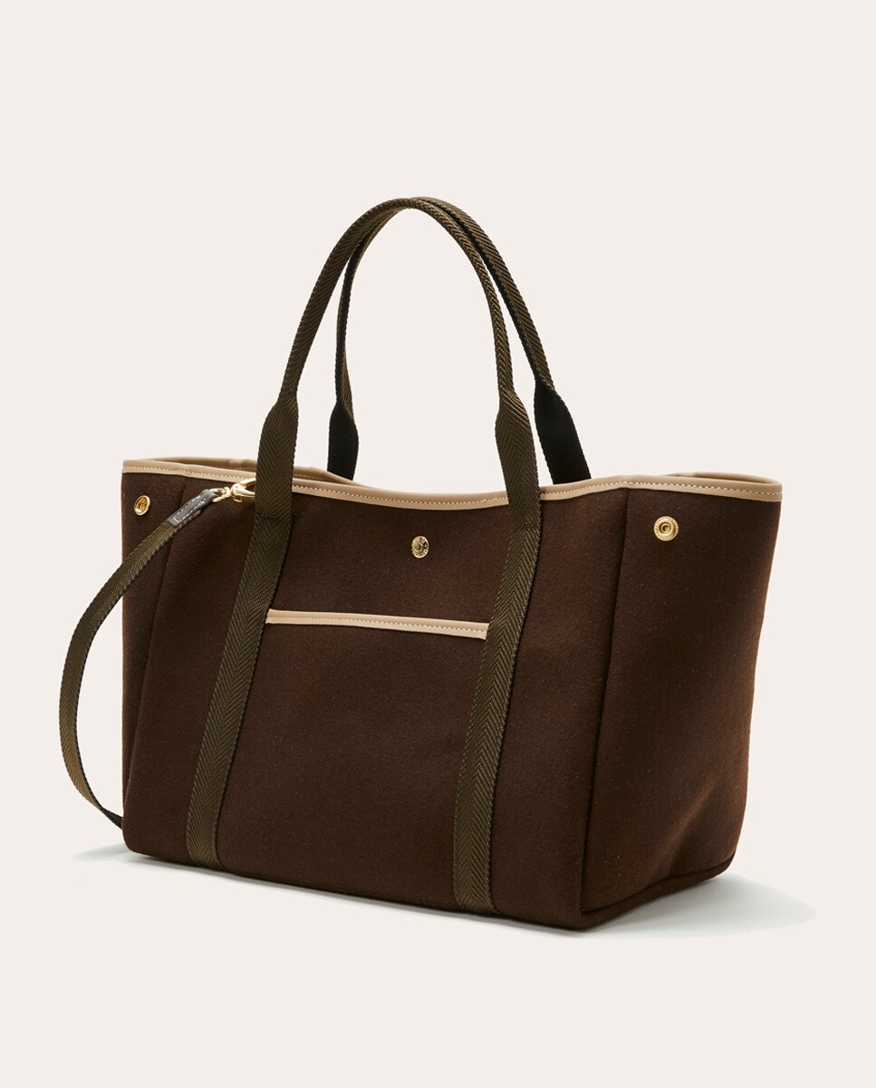 Mala Shopper de Lã Castanho-2