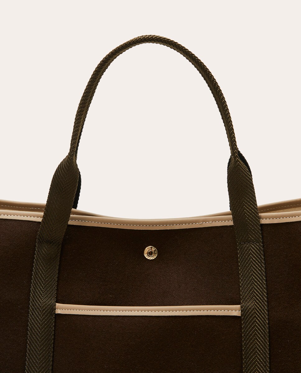 Mala Shopper de Lã Castanho-3