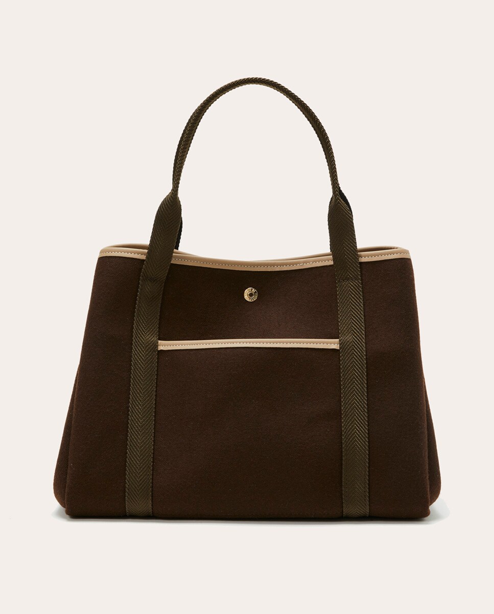 Mala Shopper de Lã Castanho-4