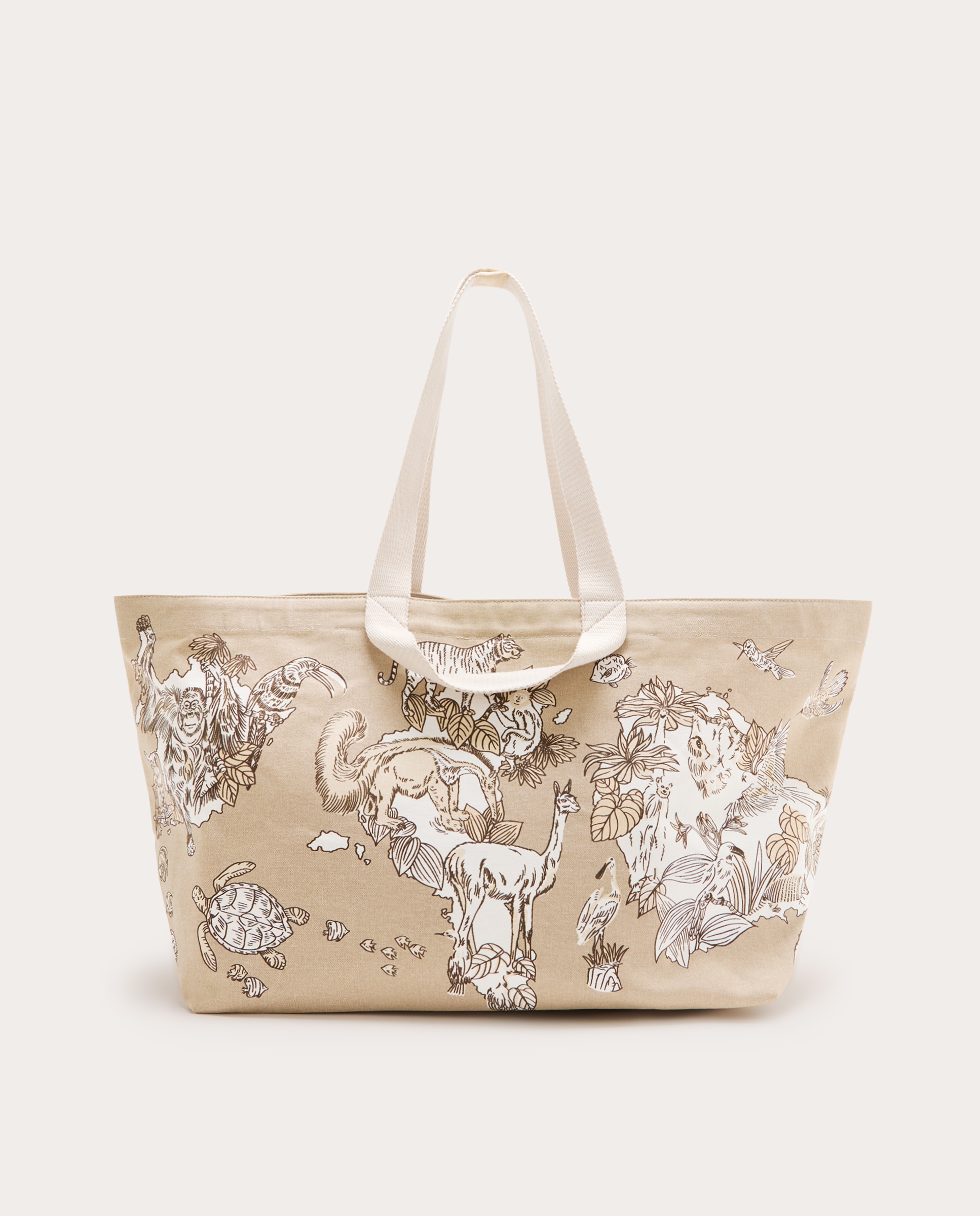 Mala shopper Atlas de algodão Bege-2