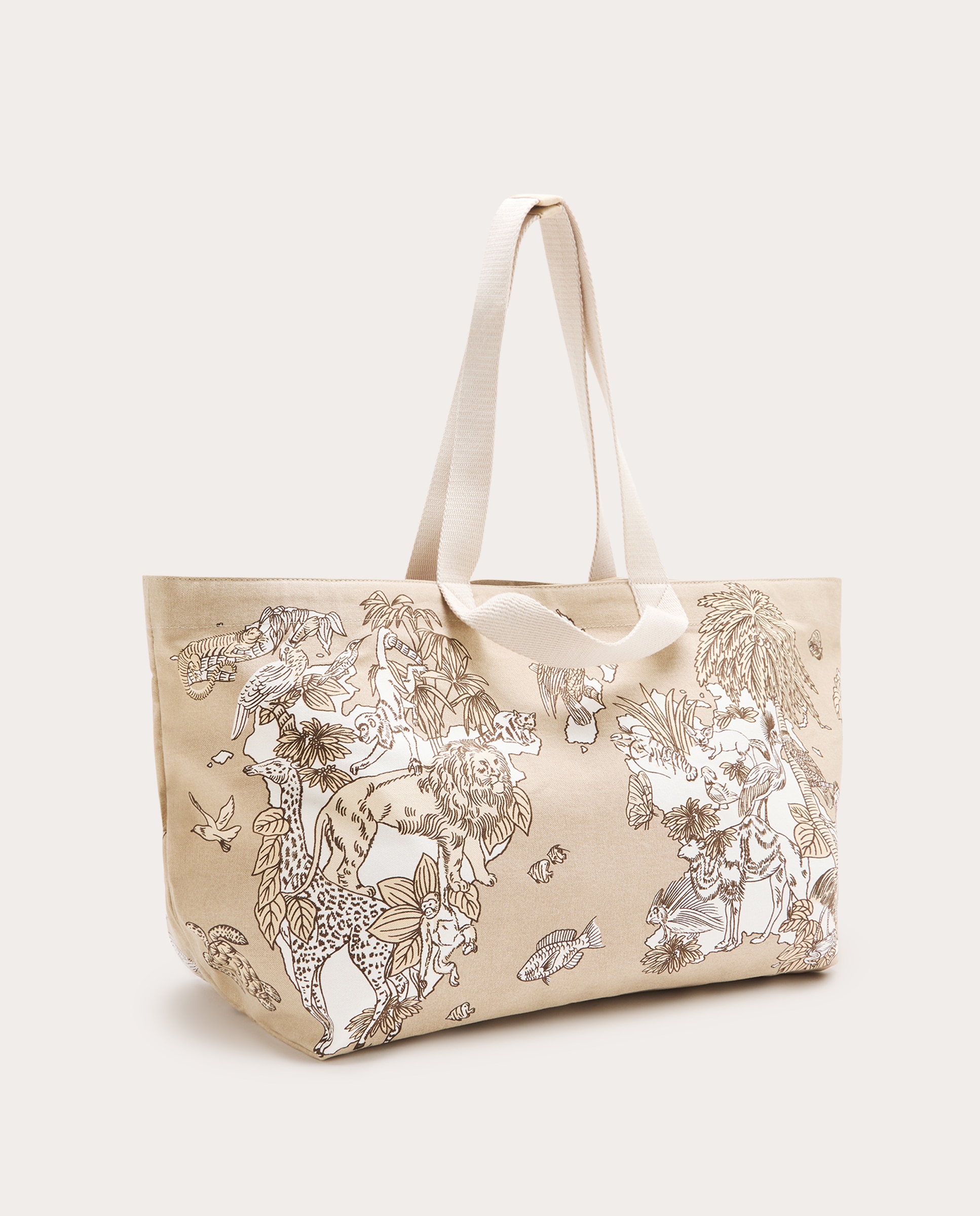 Mala shopper Atlas de algodão Bege-3