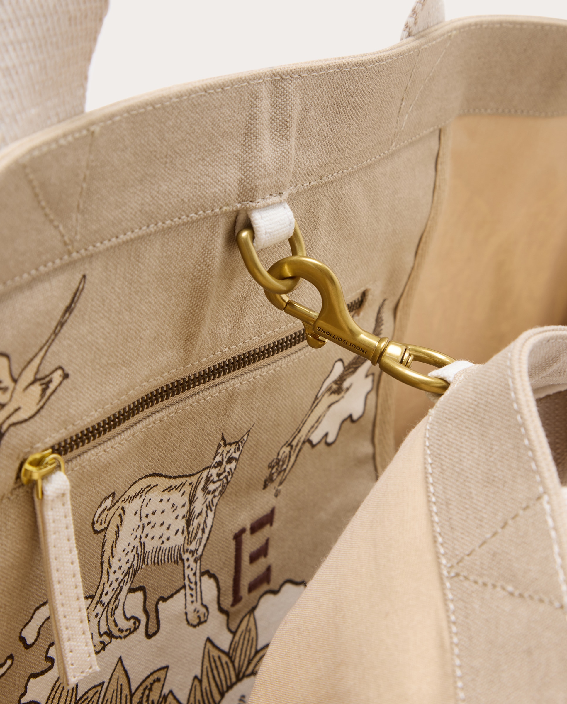 Mala shopper Atlas de algodão Bege-5